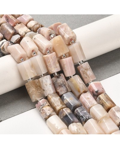 Opal różowy walec ok 8.5~11x5.5~6.5mm sznurek