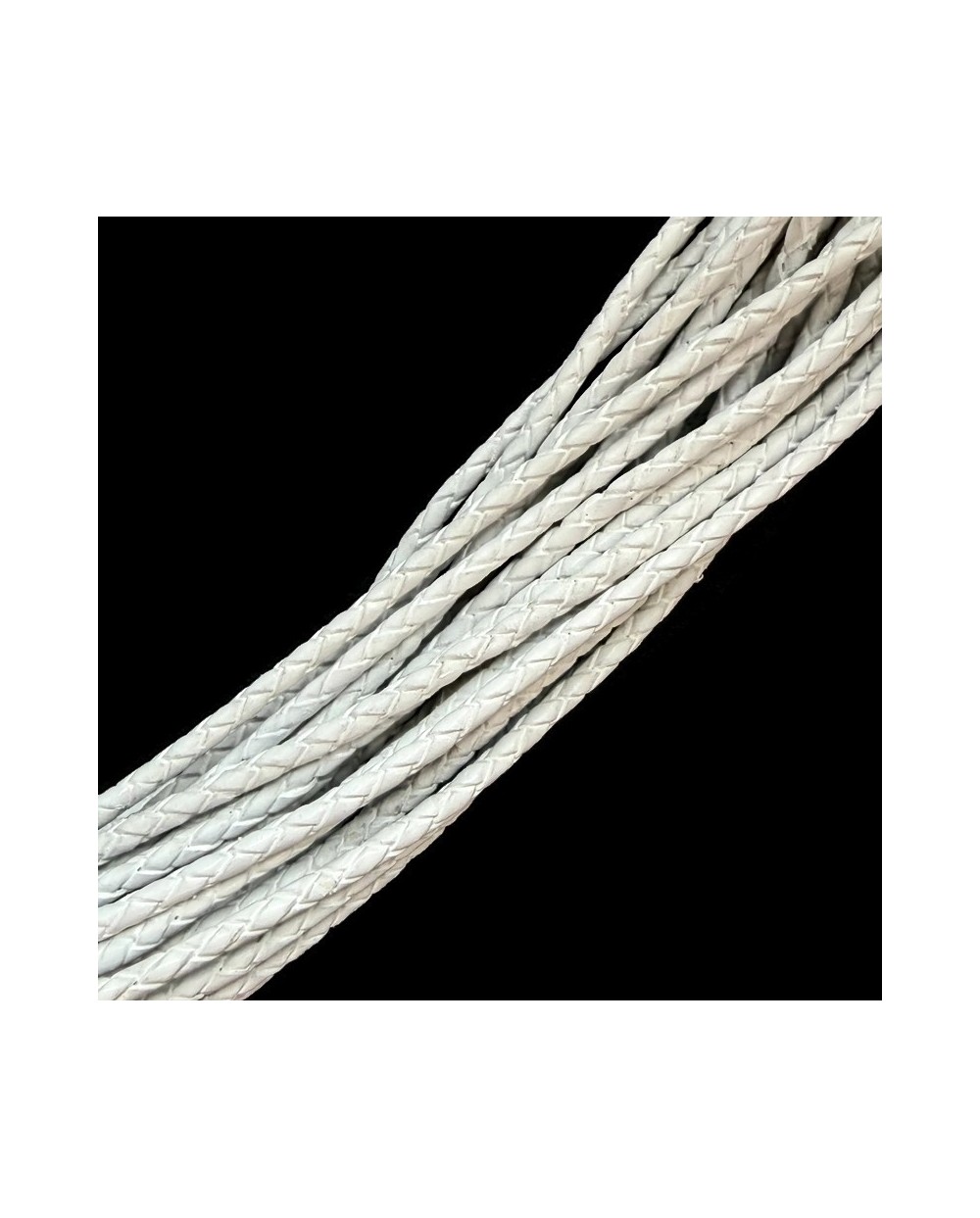 Rzemień naturalny okrągły pleciony 3mm - Naturalny Indyjski Biały