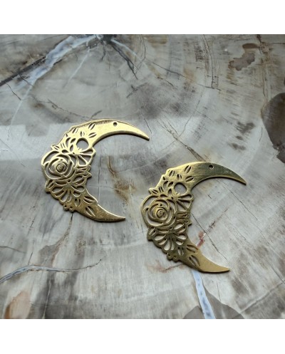 Zawieszka księżyc 33x29x1,5 mm ze stali nierdzewnej w kolorze złotym – elegancki półksiężyc do biżuterii handmade | Elemenciki.p