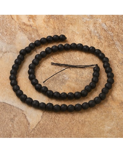 Black Stone kulka 6mm czarny fasetowana matowa sznurek