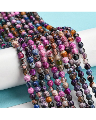 Agat kulka fasetowana 4mm sznurek mix