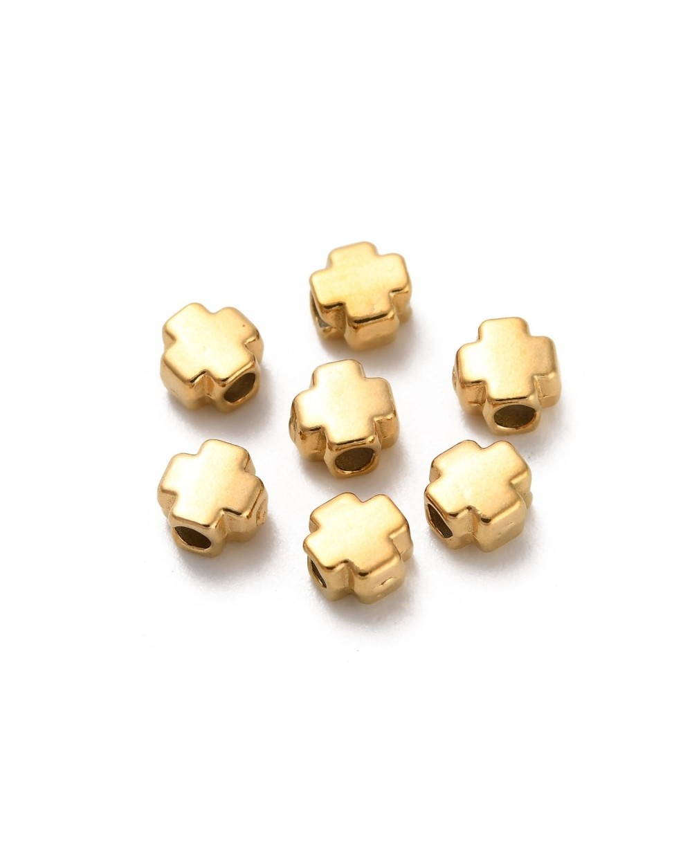 Przekładka ozdobna krzyżyk złoty 4x4x2,5mm stal nierdzewna