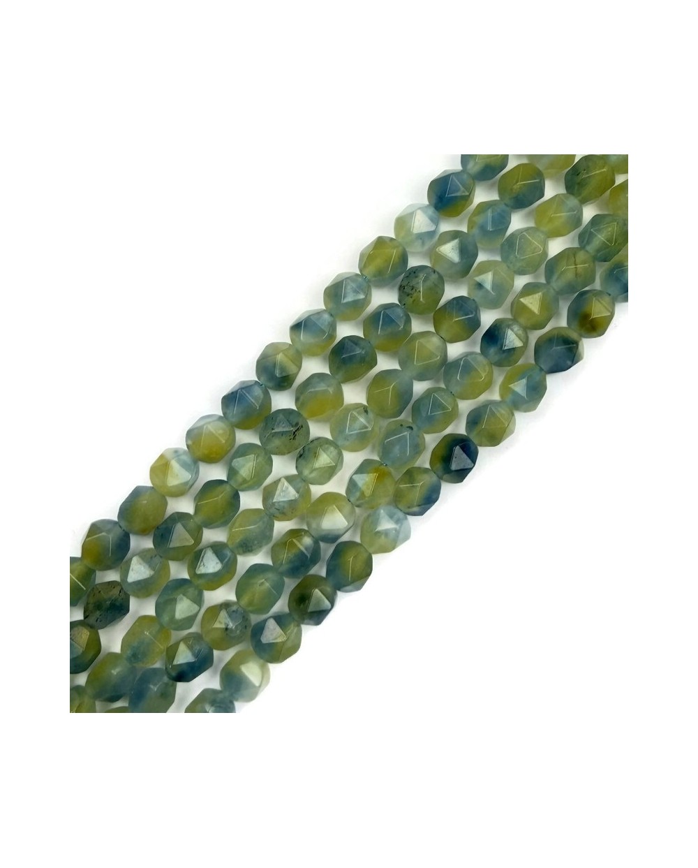 Jadeit bryłka fasetowana 7~8x6~7.5x6~7.5mm sznurek szlif gwiezdny star cut