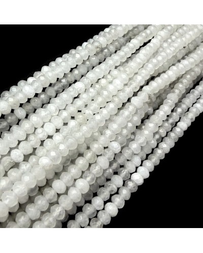 Jadeit oponka fasetowana 4x3mm sznurek biały mix