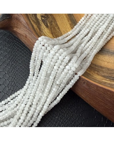 Jadeit oponka fasetowana 4x3mm sznurek biały mix