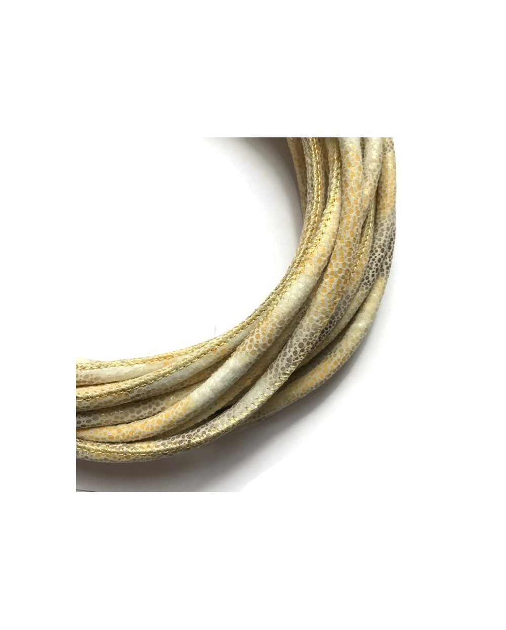 Rzemień szyty 6x7mm-żółto-biały