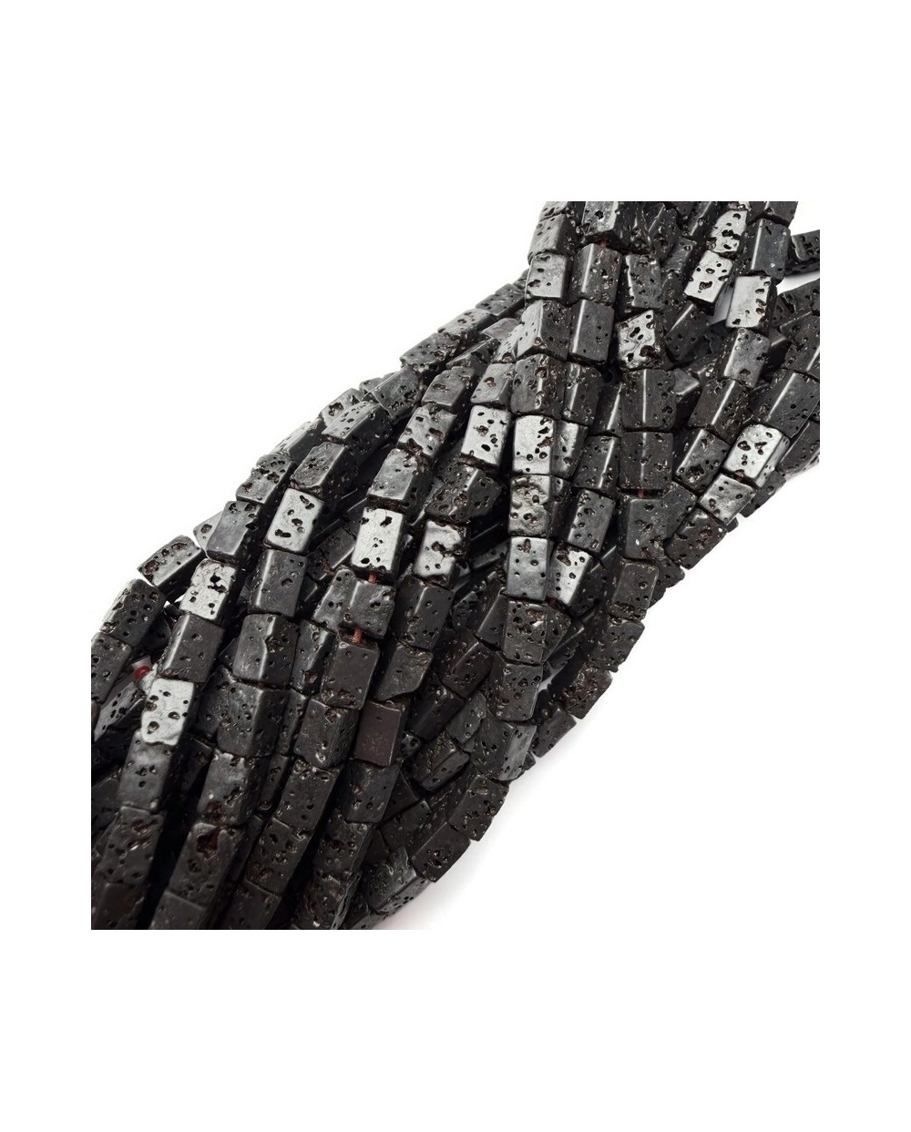 Kamień naturalny Lawa czarna prostokąt 6x4x4mm sznurek