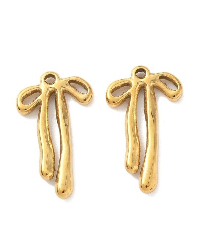 Zawieszka kokardka 26.5x15.5x3mm stal nierdzewna złota