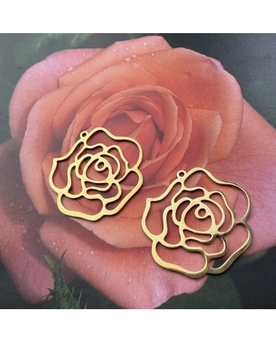 Zawieszka róża 30x30x1mm stal nierdzewna złota