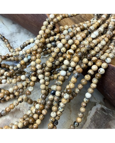 Kamień naturalny Jaspis krajobrazowy kulka 4mm brązowy sznurek