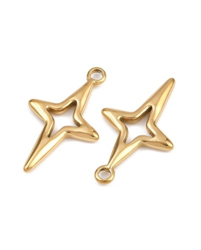 Zawieszka gwiazda 23x14x1mm stal nierdzewna złota