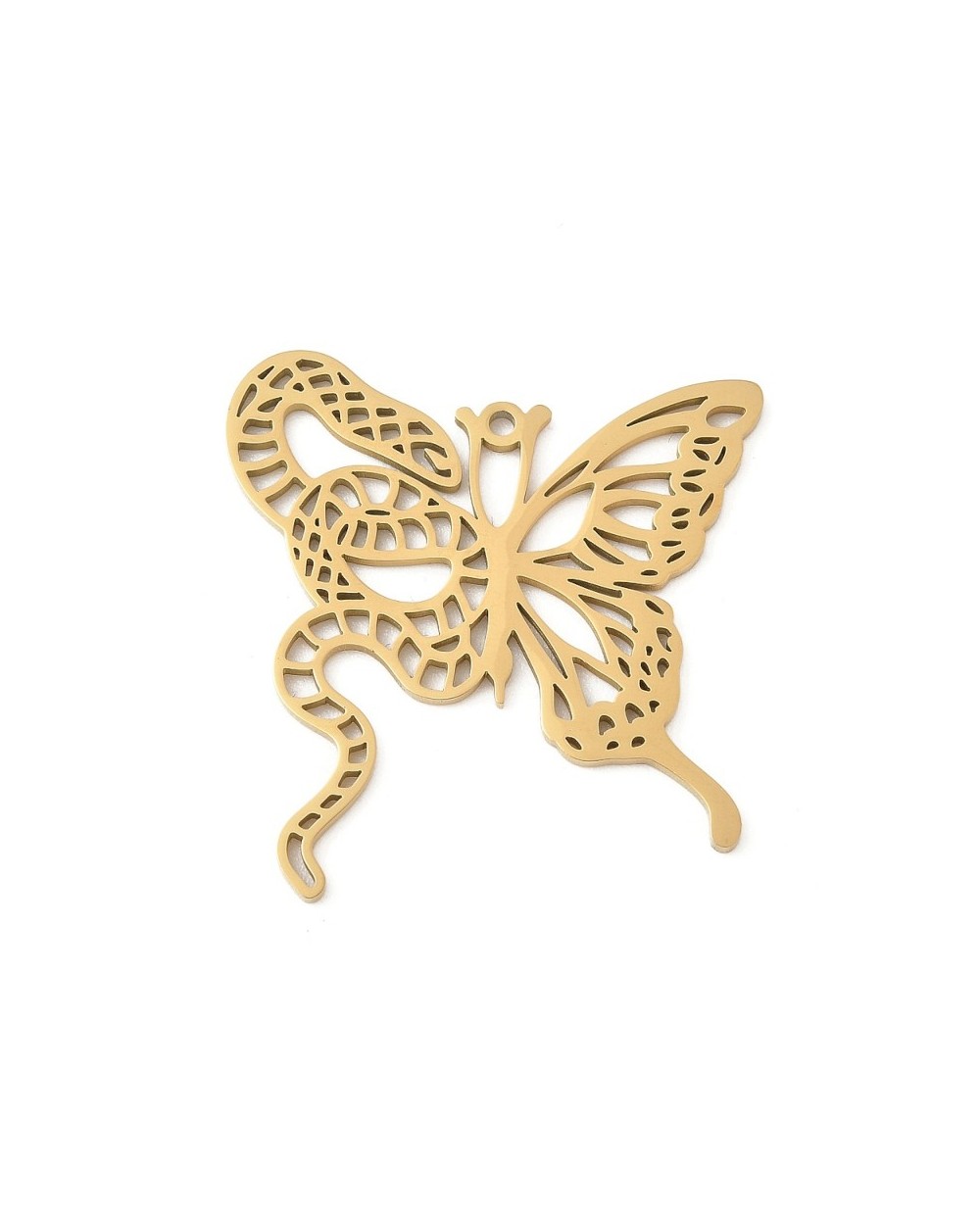Zawieszka motyl wąż 36x34x1,5mm stal nierdzewna złota