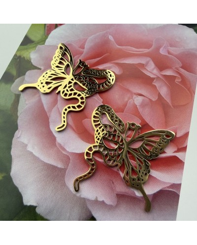 Zawieszka motyl wąż 36x34x1,5mm stal nierdzewna złota