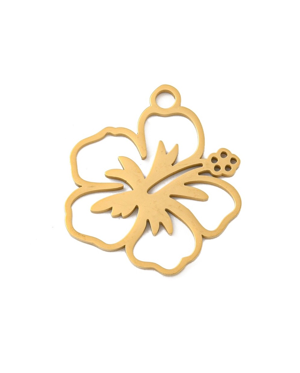 Zawieszka kwiat hibiskus 24x22x1mm stal nierdzewna złota