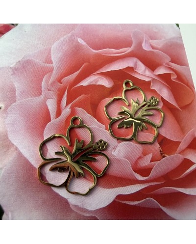 Zawieszka kwiat hibiskus 24x22x1mm stal nierdzewna złota
