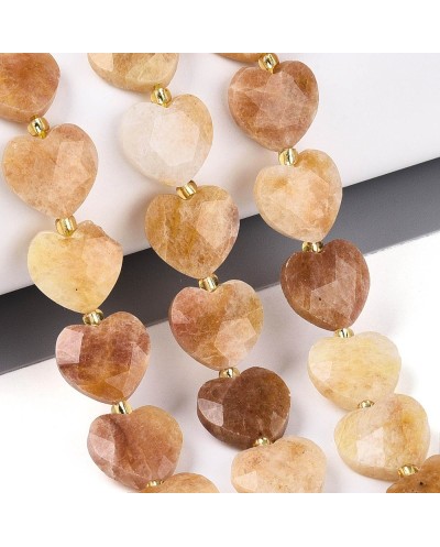 Kamień naturalny Cytryn serce fasetowane ok 13x14x6mm sznurek