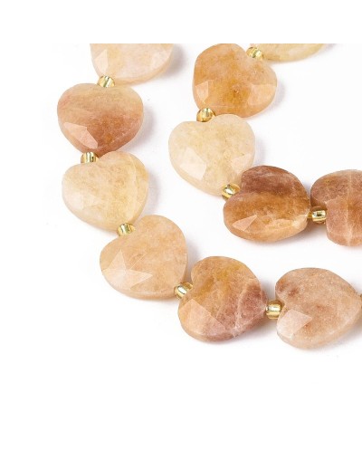 Kamień naturalny Cytryn serce fasetowane ok 13x14x6mm sznurek