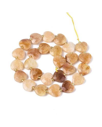 Kamień naturalny Cytryn serce fasetowane ok 13x14x6mm sznurek