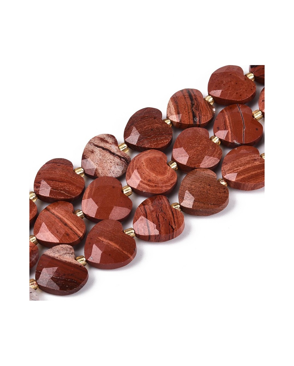 Kamień naturalny jaspis czerwony serce fasetowane ok 13x14x6mm sznurek