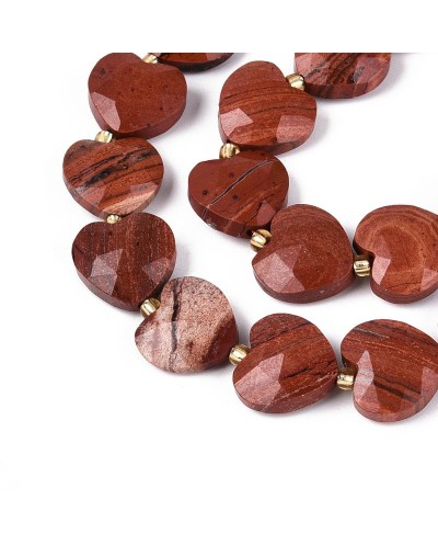 Kamień naturalny jaspis czerwony serce fasetowane ok 13x14x6mm sznurek