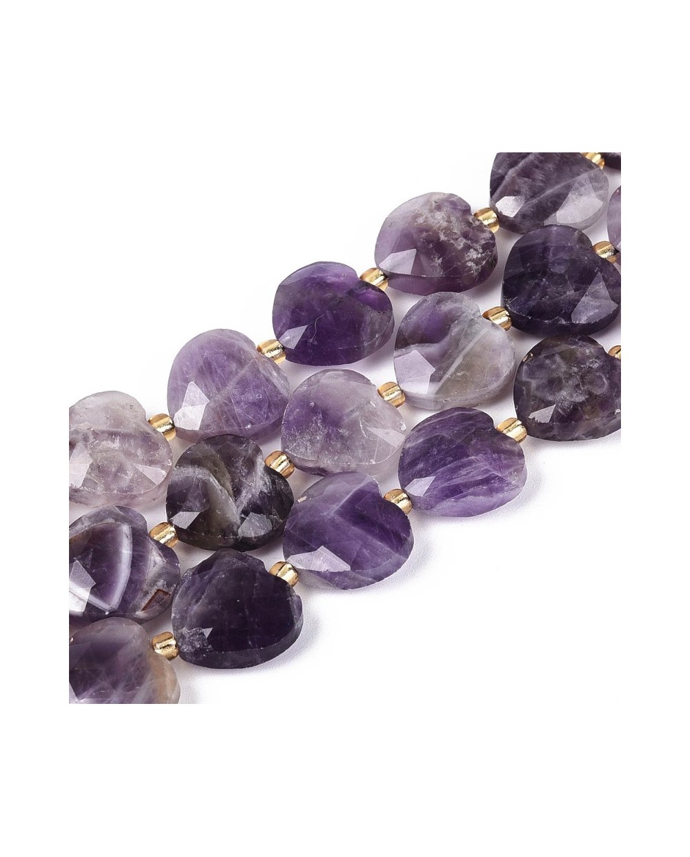 Kamień naturalny ametyst serce fasetowane ok 13x14x6mm sznurek