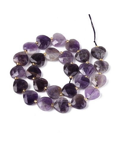 Kamień naturalny ametyst serce fasetowane ok 13x14x6mm sznurek