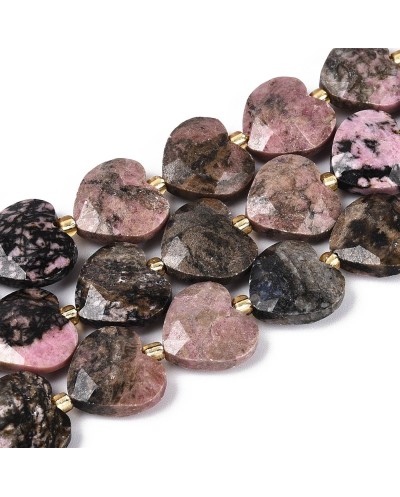 Kamień naturalny rodonit serce fasetowane ok 13x14x6mm sznurek 18-20 cm