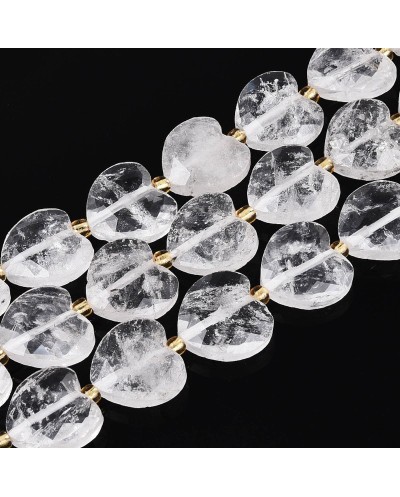 Kamień naturalny kryształ górski serce fasetowane ok 13x14x6mm sznurek 18-20 cm