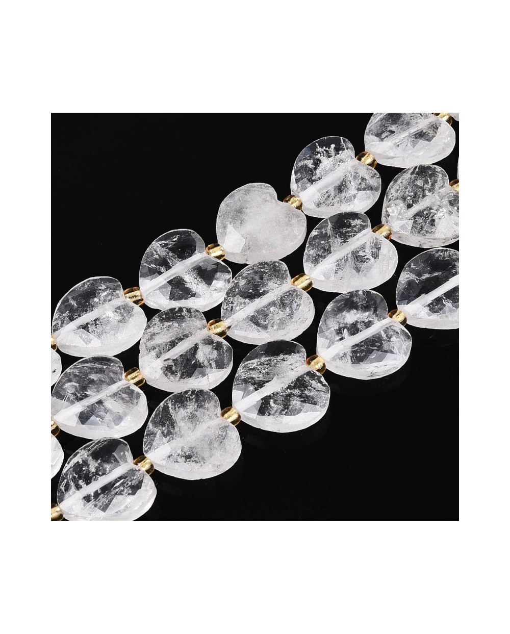 Kamień naturalny kryształ górski serce fasetowane ok 13x14x6mm sznurek 18-20 cm