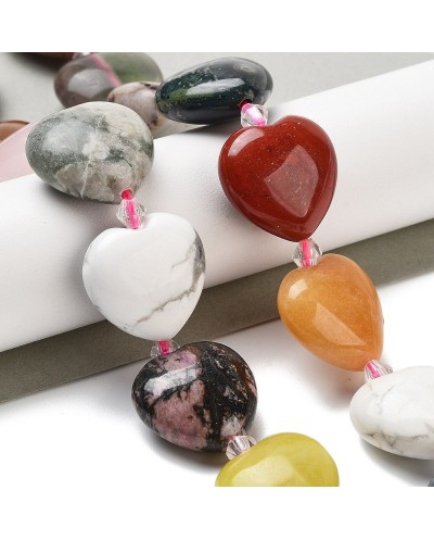 Kamień naturalny mix serce gładki ok 19x20x10mm sznurek