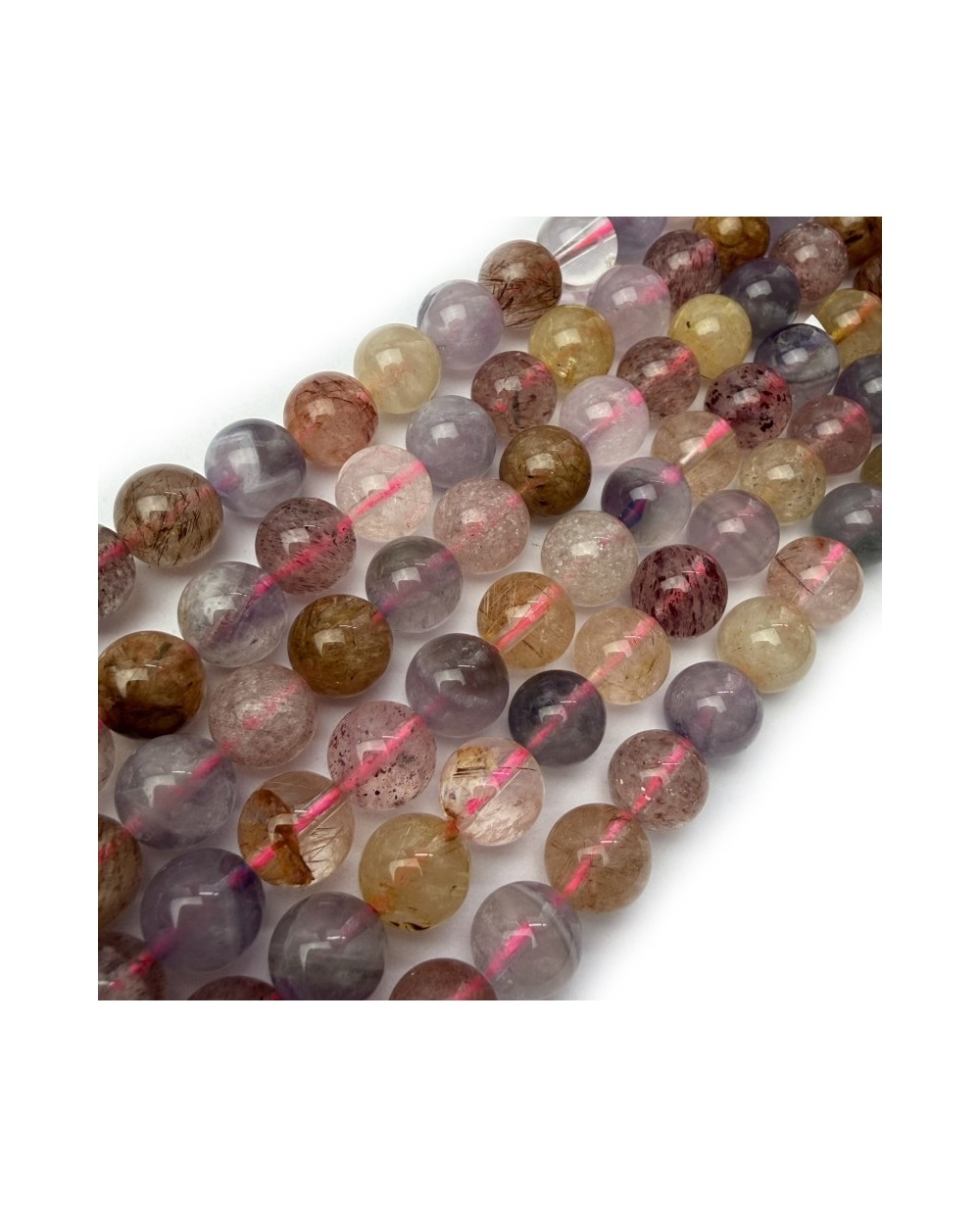 Kamień naturalny Super Seven kulka gładka ok 8mm sznurek mix