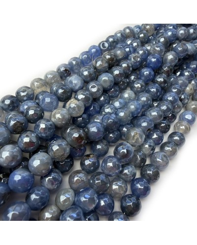 Agat kulka fasetowana platerowana 8.5x7~8mm mix granat