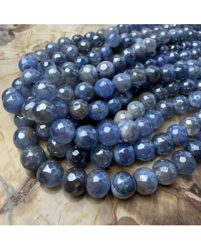 Agat kulka fasetowana platerowana 8.5x7~8mm mix granat