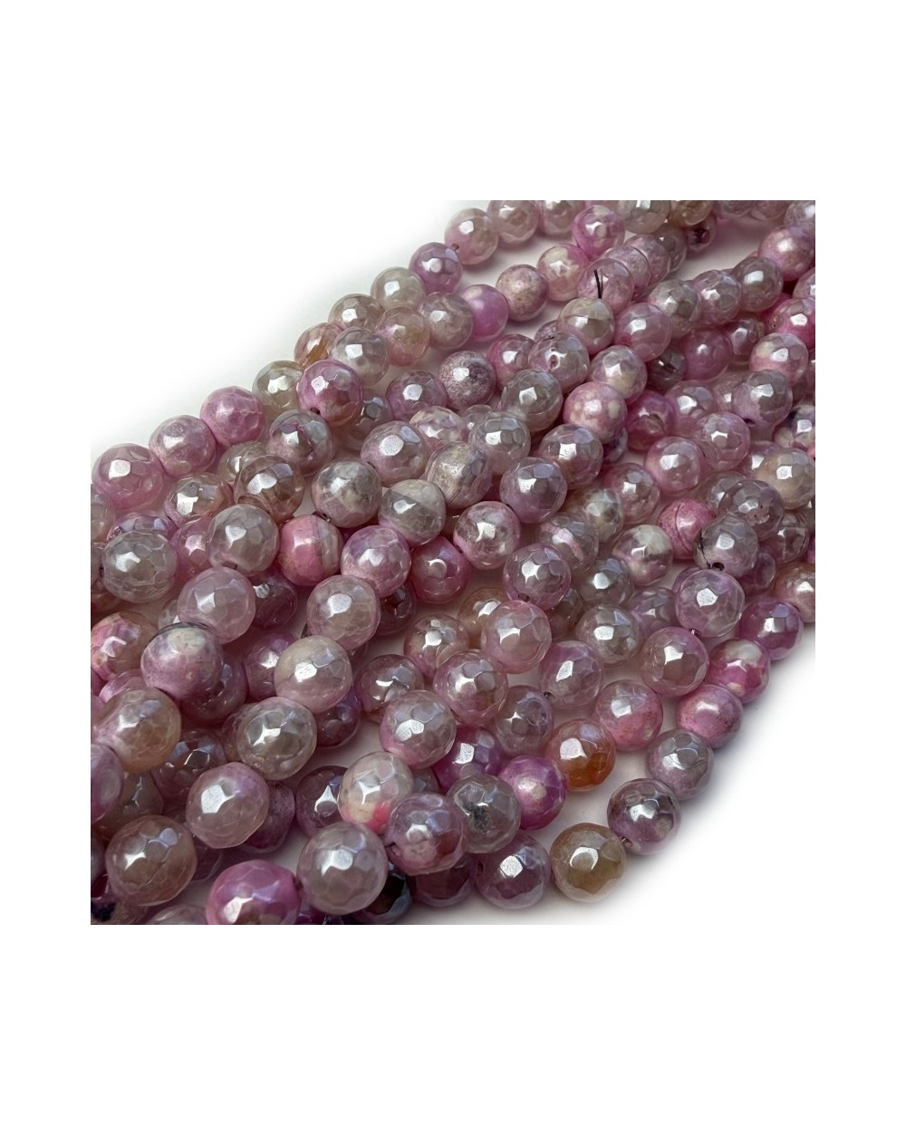 Agat kulka fasetowana platerowana 8.5x7~8mm mix róż