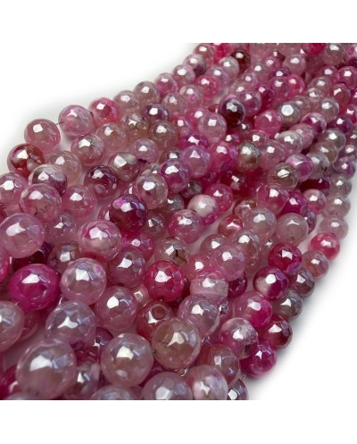 Agat kulka fasetowana platerowana 8.5x7~8mm mix różowy