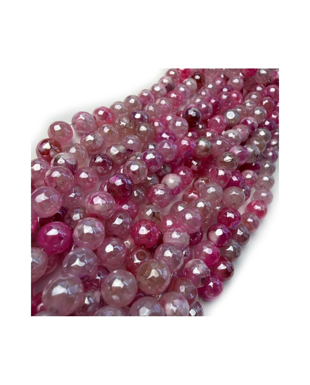 Agat kulka fasetowana platerowana 8.5x7~8mm mix różowy