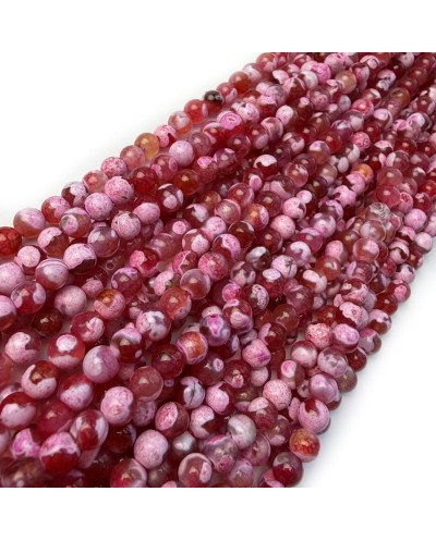 Kamień naturalny Agat kulka gładka 6mm sznurek mix różówo-czerwony