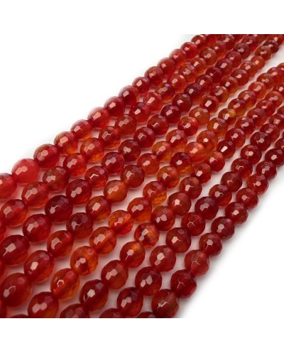 Kamień naturalny agat kulka fasetowana ok 6mm sznurek mix pomarańczowy