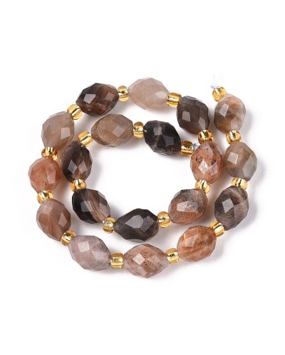 Kamień naturalny Kamień słoneczny oliwka fasetowana 8~9x6~8mm sznurek