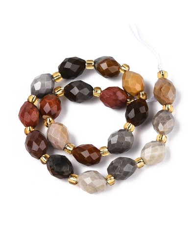 Kamień naturalny Jaspis oliwka fasetowana 8~9x6~8mm sznurek