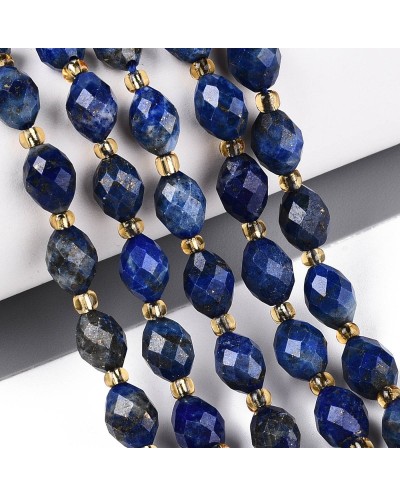 Kamień naturalny Lapis lazuli oliwka fasetowana 8~9x6~8mm sznurek