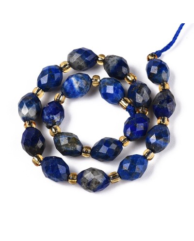Kamień naturalny Lapis lazuli oliwka fasetowana 8~9x6~8mm sznurek