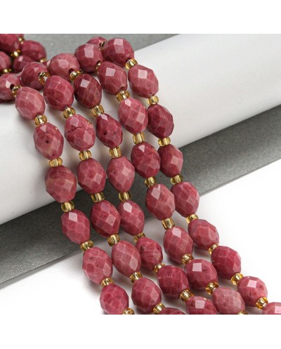 Kamień naturalny Rodonit oliwka fasetowana 8~9x6~8mm sznurek