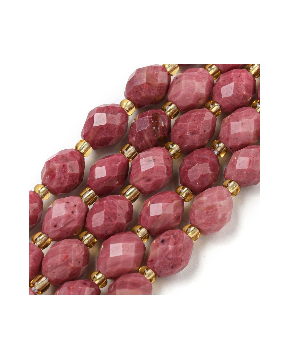 Kamień naturalny Rodonit oliwka fasetowana 8~9x6~8mm sznurek