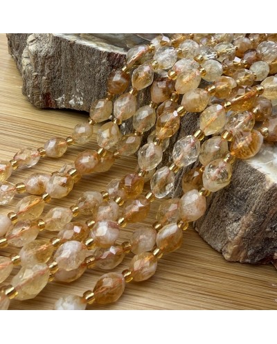 Kamień naturalny Cytryn oliwka fasetowana 8~9x6~8mm sznurek