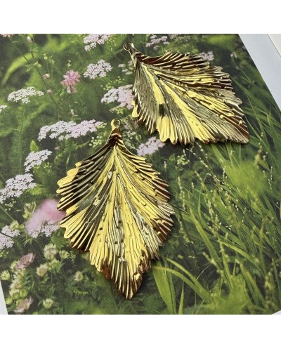 Zawieszka Liść 62x40x4mm stal nierdzewna złota
