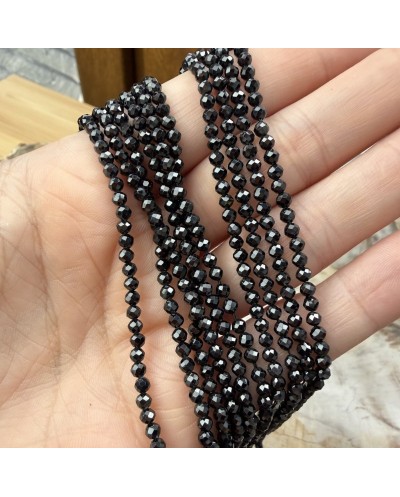 Spinel kulka fasetowana 3-3,5mm czarny sznurek