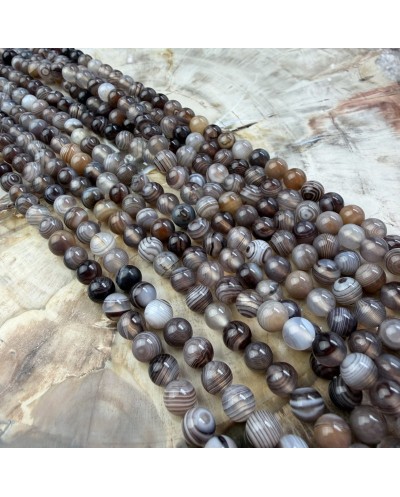 Kamień Naturalny Agat Botswana kulka gładka ok 6mm sznurek