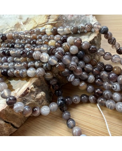 Kamień Naturalny Agat Botswana kulka gładka ok 6mm sznurek
