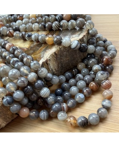 Kamień Naturalny Agat Botswana kulka gładka ok 8mm sznurek